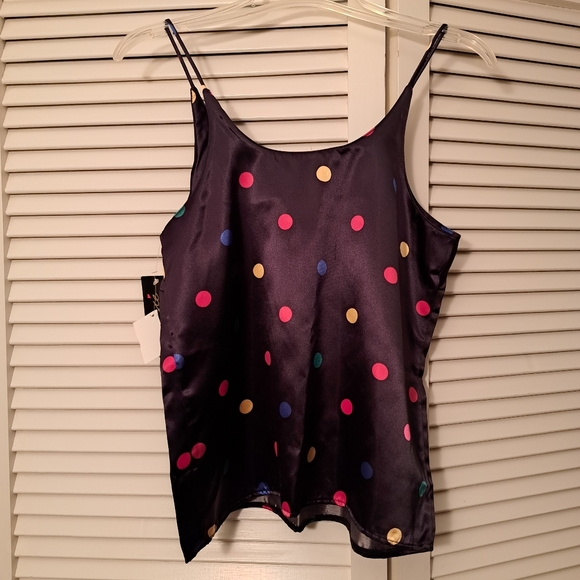90s deadstock Black polka-dot camisole - Picture 2 of 4